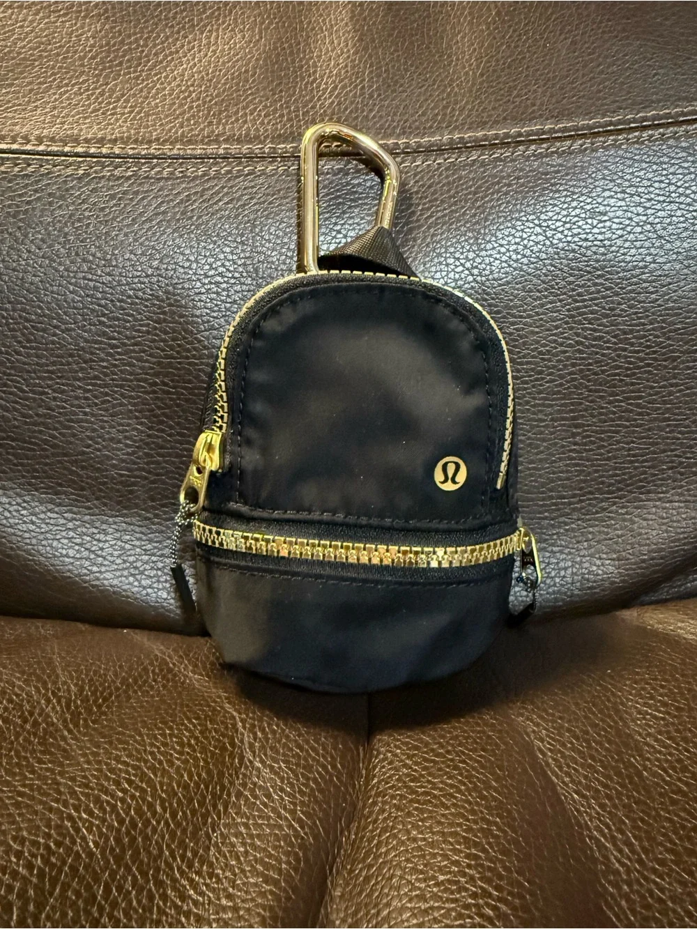 lululemon athletica Black Mini Bag with Gold Hardware